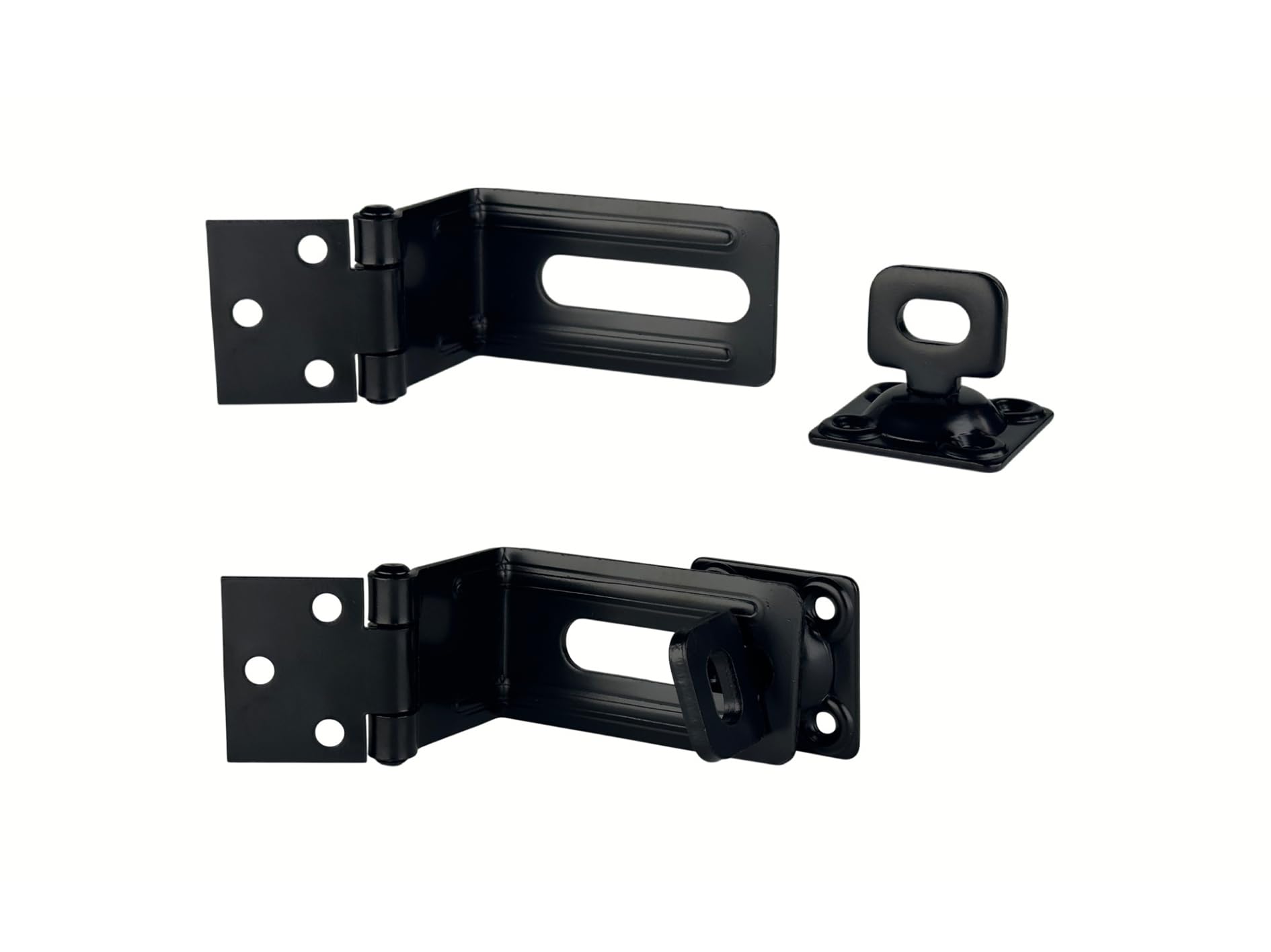 QCAA 90 Degree Angle HASP and Swivel Staple, 4-1/2", Steel, Black, 2 Pack, Made in Taiwan