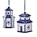 Kurt Adler 1 Set 2 Assorted Blue And White Porcelain Delft House Christmas Ornaments