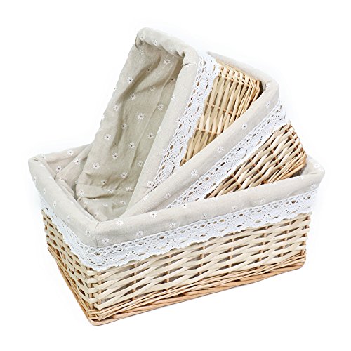 MEIEM Utility Storage Baskets, Woven Wicker Storage Baskets with