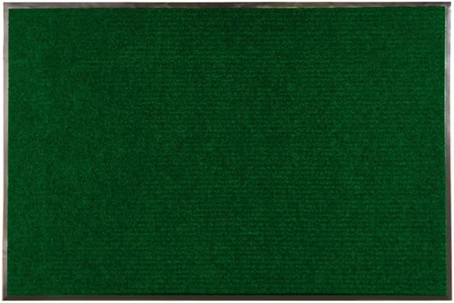 Comfy Feet 36 x 24 Inch Non-Slip Floor Mat, 1 Ribbed Carpet Utility Mat - Indoor and Outdoor, For Homes or Offices, Green Polyester Fibers Entry Mat, Vinyl Backing, Easy To Clean - Restaurantware