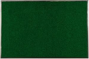 Comfy Feet 36 x 24 Inch Non-Slip Floor Mat, 1 Ribbed Carpet Utility Mat - Indoor and Outdoor, For Homes or Offices, Green Polyester Fibers Entry Mat, Vinyl Backing, Easy To Clean - Restaurantware