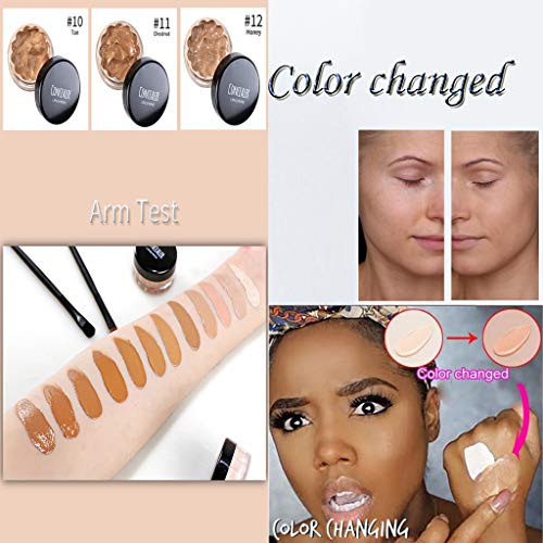 Concealer Cover Cream Flawless Colour Changing Foundation Makeup Warm Skin Tone Foundation liquid Base Nude Face Moisturizing Liquid Cover Concealer for Women and Girls (C)