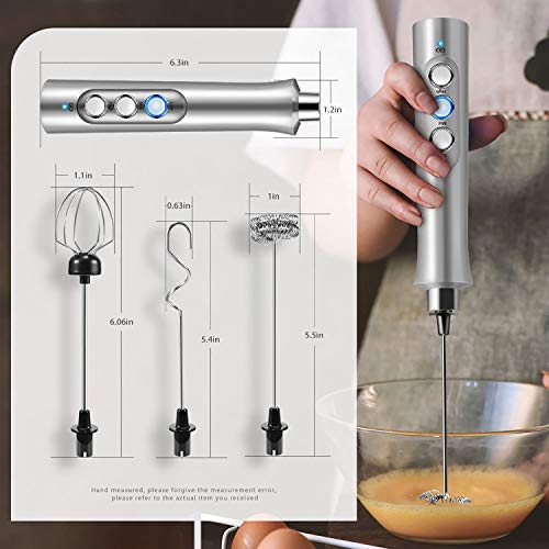 Rechargeable Milk Frother Handheld Electric Foam Maker with Stainless