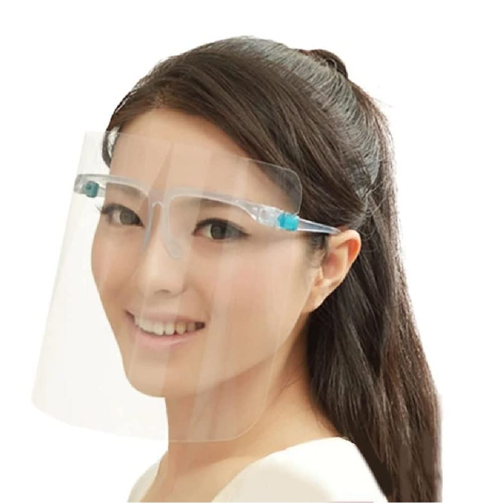 Full Face Protective Shield Visor, Face Shield with Glasses Transparent Face Visor Resistant to Prevent Saliva, Oil Fume, Spitting Anti-Fog Lens for Daily activities and Working (20)