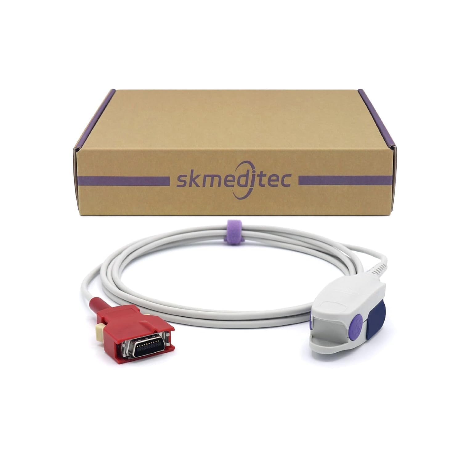 skmeditec Compatible with Masimo SpO2 Sensor Direct-Connect Probe for Adult, 9.8 FT Finger Clip Cable with 20 Pins Connector, Replacement Cord for 2053 2054 with Chip