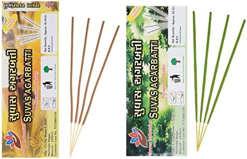 SUVAS AGARBATTI - Combo of Chandan and Green Pandadi- Pack of 12 (6+6) Incense Sticks