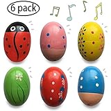 Jofan 6 Pack Wooden Percussion Musical Shake Egg Shakers for Kids Boys Girls Toddlers Christmas Stocking Stuffers