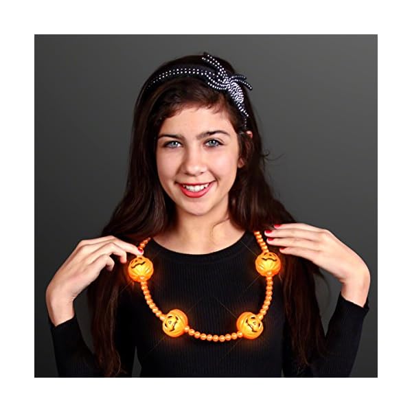 LED Pumpkin Light Up Beads Necklace, Fun Halloween Jewelry