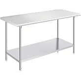 OSTBA Stainless Steel Prep Table 24 x 60 Inches | NSF certified work table with adjustable undershelf for kitchen, garage, restaurant and hotel