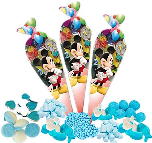 Mickey Mouse Sweet Filled Party Favour Cones - Blue Themed for Boys (9 Cones)
