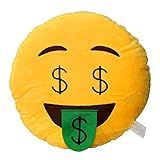 EvZ 32cm Emoji Smiley Emoticon Yellow Round Cushion Stuffed Plush Soft Pillow