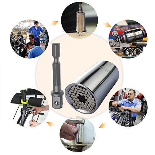Universal Socket, EvZ Professional 11-32mm Multi-Function Ratchet Wrench Grip Power Drill Adapter Tools DIY Gift for Men Him Husband Dad Father Handyman Women