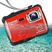 Waterproof Digital Camera for Kids, ishare Update Underwater Camera with 2.0" LCD, 8 X Digital Zoom, 1080p Flash and Mic for Girls/Boys(RED)...