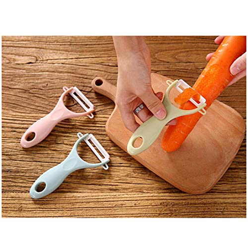 Elaco Fruit Peeler, Creative Stainless Steel Ceramics Fruit Peeler Parer Cutter Kitchen Tool Helper (Pink)
