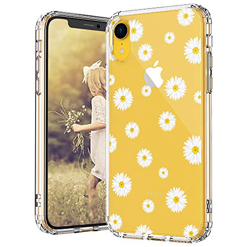 MOSNOVO iPhone XR Case, Clear iPhone XR Case, Daisy Floral Flower Pattern Clear Design Transparent Plastic Hard Back Case with Soft TPU Bumper Protective Case Cover for Apple iPhone XR