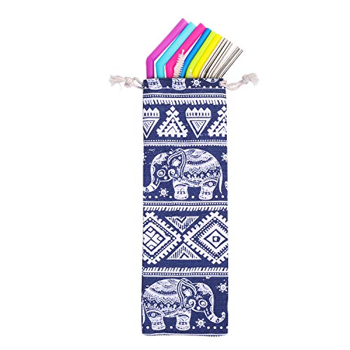 Straw Carrying Case,Cutlery Carry Pouch And Portable Travel Bag For Stainless Steel Straws,Glass Straws, Silicone Straws,Bamboo straws, Knife, Fork, Spoon, Chopsticks,Cleaning Brush.