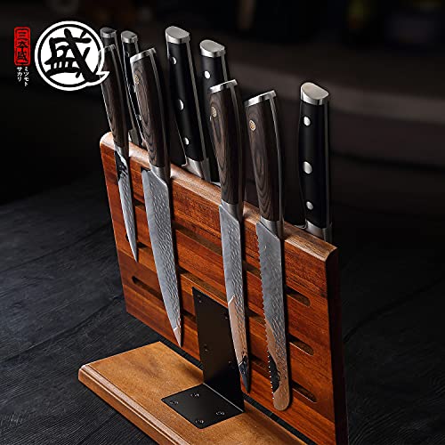 MITSUMOTO SAKARI Kitchen Knife Block Holder, Japanese Acacia