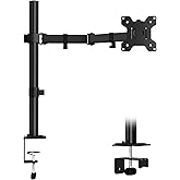 ERGOMAKER Single Monitor Mount for Desk, Monitor Stand Fits 13" to 27" LCD Screens, Fully Adjustable Display Arm with C-Clamp and Grommet Base, VESA 75x75 100x100mm, Black
