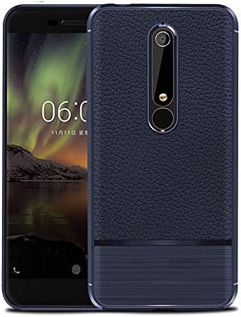 Nokia 6.1 Case, Nokia 6 2018 Case, Carbon Fiber Slim Trim Duarable Cases Air Cushion Tecnology TPU Impact Silicone Protective for Nokia 6 2018 (Blue)