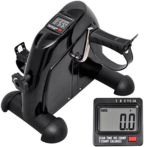 HappGrand Mini Exercise Bike Pedal Exerciser Arm and Leg Cycle Exercise Bike Adjustable Resistance with LCD Display