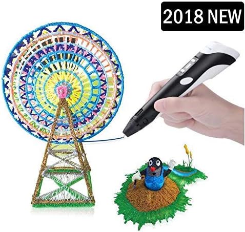 Woage DeWang 3D Pen 3D Printing Pen Draw Doodle Arts&Crafts Unleash Children’s Creativity, Develop Spatial Thinking Bonus 20 Meters Multi-Color PLA Filament Kids Hobby Birthday Holiday Black, Medium