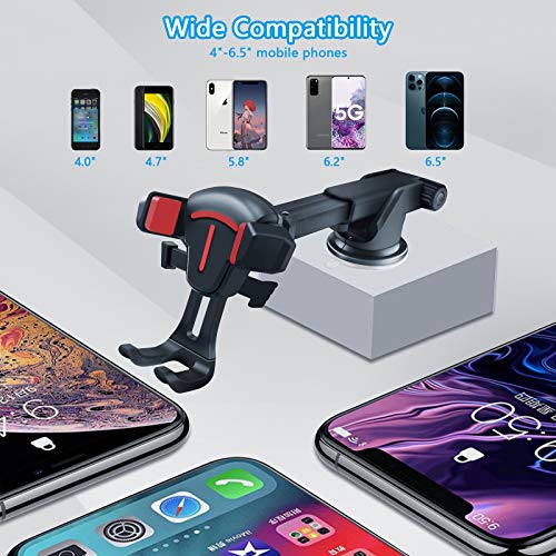BOLWEO Car Phone Holder Mount Air Vent, Dashboard Cell Phone Holder, Car Phone Mount for Car Compatible with iPhone 12 Pro Max/11/11 Pro/11 Pro Max/XR/XS/8/7/6 Galaxy s20 Note 10 9 Plus (Red)