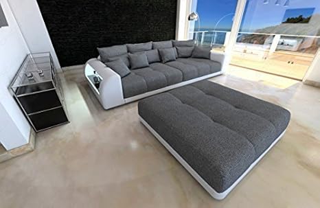 bigsofa miami grau weiss megasofa mit led beleuchtung big sofa amazon de kuche haushalt wohnen