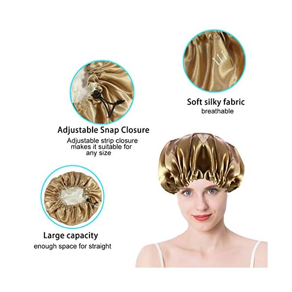 Rexiaoo-Sleep-Caps-Satin-Night-Sleep-Cap-Adjustable-Soft-Sleeping-Head-Cover-Bonnet-Hair-Loss-Cap-Salon-Bonnet-for-Women-and-Girls-2-Pack Sleep Caps, Satin Night Sleep Cap Adjustable Soft Sleeping Head Cover Bonnet Hair Loss Cap Salon Bonnet for Women and…
