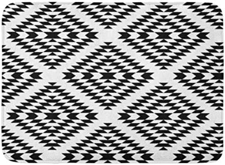LNYACHI Doormats Bath Rugs Outdoor Mat Pattern Black and White Aztec Ornaments Geometric Ethnic Geo Zag Zig Bathroom Decor Rug 23.6" 15.7"