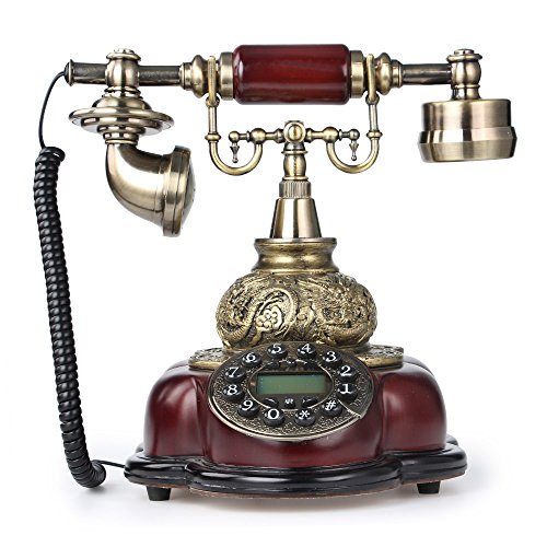 LNC Bronze Retro Vintage Antique Style Push Button Dial Desk Telephone Phone Home Living Room Decor