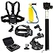 Legazone® 6 All-in-1 Combo Accessories Kit for Legazone Sports Camera - Head Strap Chest Belt Handle Monopod Folating Mount & Auto Suction Cup