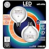 GE LED 40W Equivalent Soft White G16 Globe Clear Candelabra Base Dimmable LED Light Bulb (2-Pack)