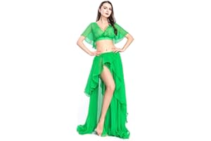 ROYAL SMEELA Belly Dancer Costumes for Women Chiffon Belly Dance Skirt Belly Dance Top Dancing Outfit Carnival Costume