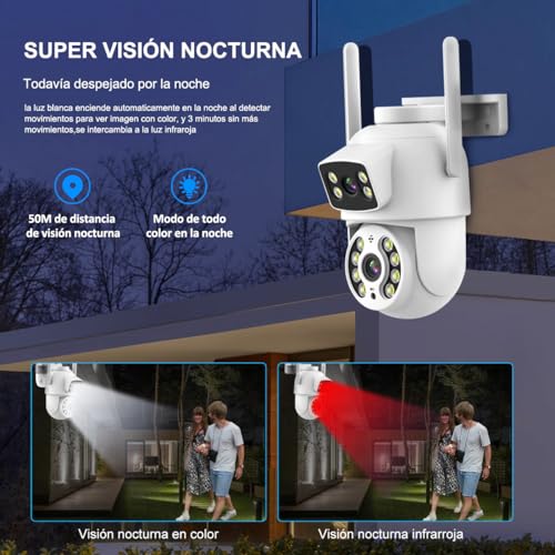 E T EASYTAO Q29 Cámara de Seguridad Exterior, 2K 3MP Cámara Wifi de Doble Lente, Tris Home/ICSee APP, IP66 Impermeabile, con Audio Bidireccional, Detección de Movimiento, Visión Nocturna, Compatible Alexa