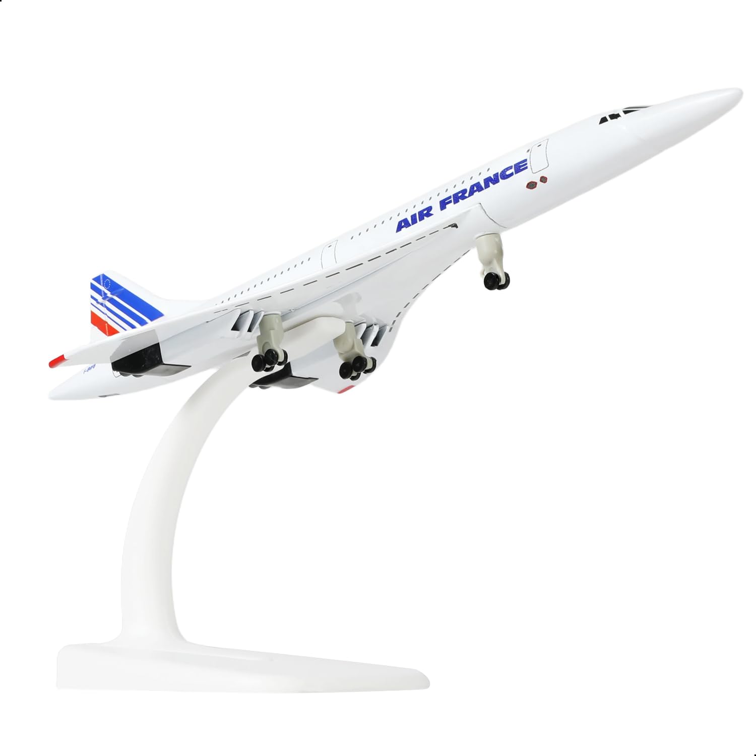 QIYUMOKE 1/300 Scale Concorde for Air France Diecast Metal Airplane Model Kit with Stand Concorde Model Plane for Creative Desktop Decorations or Aircraft Gifts(7.9-Inch L)