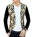 OUYE Men's Golden Black Floral Casual Sport Coat US S-Chest 34