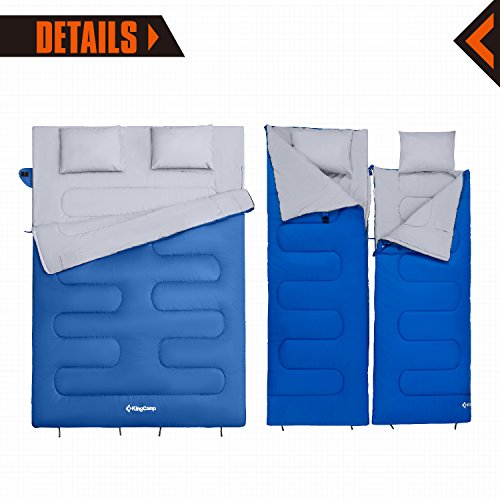 KingCamp Double Sleeping Bag for 2 Adults Youth 3 Season Lightweight