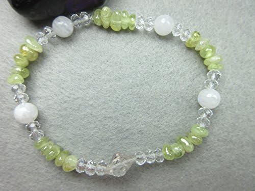 Genuine Green Garnet, Rainbow Moonstone and Herkimer Diamond Quartz Healing Bracelet