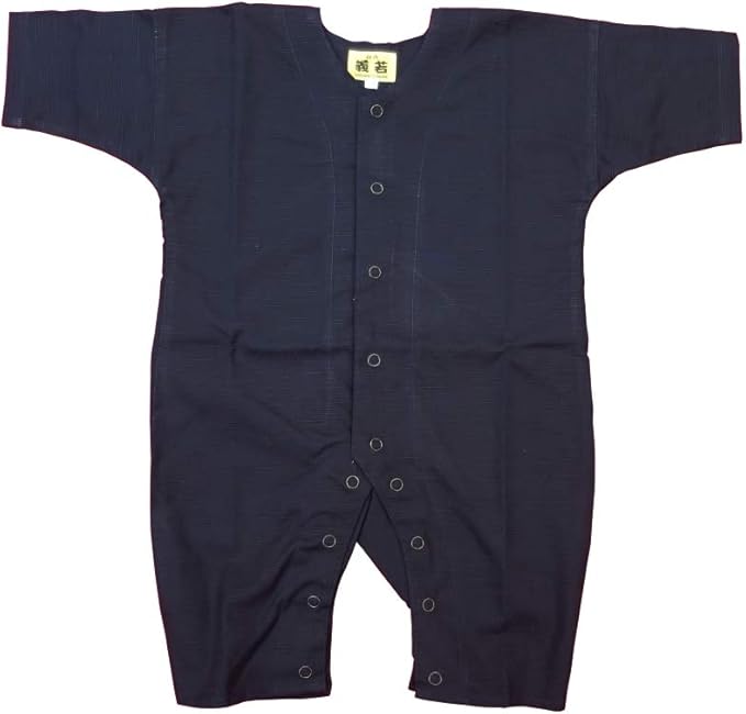 Amazon Co Jp 綿紬生地 紺 お祭りロンパース 赤ちゃん用 お祭り衣装 男女兼用 義若オリジナル商品 服 ファッション小物