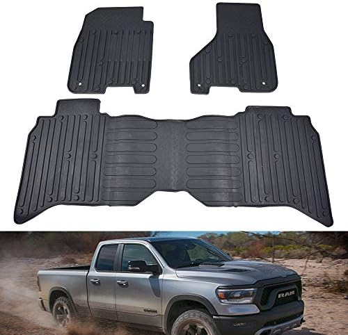QUAKEWORLD Floor Mats Compatible for Dodge Ram 1500-5500 Crew Cab 2013-2017 All Weather Protector TPE Front & Rear Row Floor Liners Slush Mat Liner Set