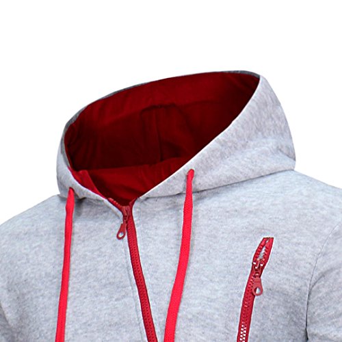 GREFER Clearance Mens' Personality Long Sleeve Zipper Hoodie Hooded Sweatshirt Tops Jacket Coat Outwear with Pocket (3XL, Gray)