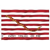Anley Fly Breeze 3x5 Foot First Navy Jack Flag - Vivid Color and UV Fade Resistant - Canvas Header and Double Stitched - Dont Tread On Me Flags Polyester with Brass Grommets 3 X 5 Ft