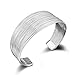 SUNGULF Popular Jewelry Silver Plated Mesh Cuff Bracelets Open End Bangle Bracelets for Women (Multi-line 18mm Width)