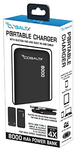 COBALTX 8000 Mah External Battery Power Bank Battery Backup Built-In USB Cable Charger Battery Portable Power Pack High Speed Fast Charging External Charger for iPhone, Android, Smartphones, Tablets