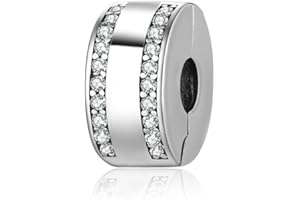 Sterling Silver Clip Charm Stopper Spacer for Pandora Bracelet (Silver)