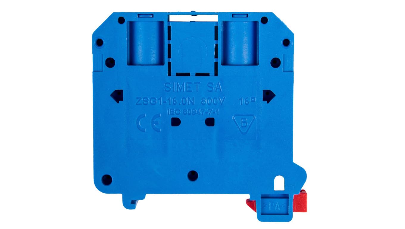 SIMET Brand ZSG1-16.0NN BLUE Rail Mounted Screw Terminal Block