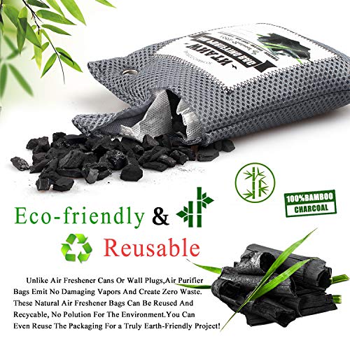 WNATN Natural Air Purifying Bamboo Charcoal Bags, 6Pack(2×200g +4×60g) Shoe Deodorizer, Odor Eliminator, Odor Absorber for Cars and Closets - Thumbnail 2