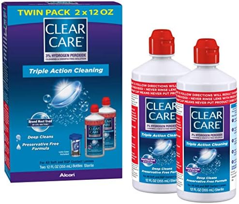 Clear Care Cleaning & Disinfecting Solution with Lens Case, Twin Pack, 12-Ounces Each