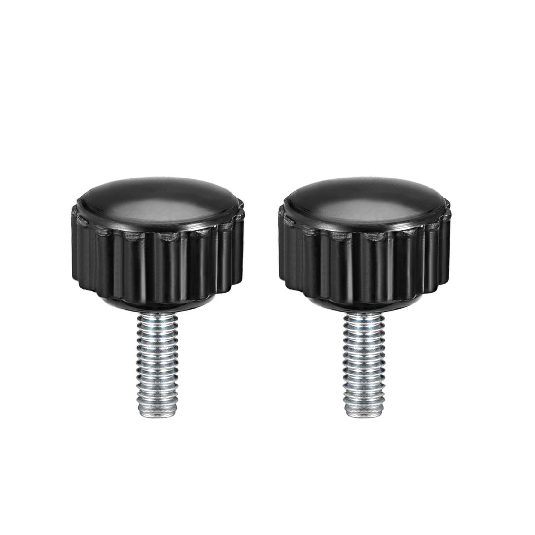 sourcing map M4 x 10mm Metric Male Thread Knurled Clamping Knobs Grip Thumb Screw on Type Hand Clamping Handle Bolt with Plastic Knobs Black 2 Pcs