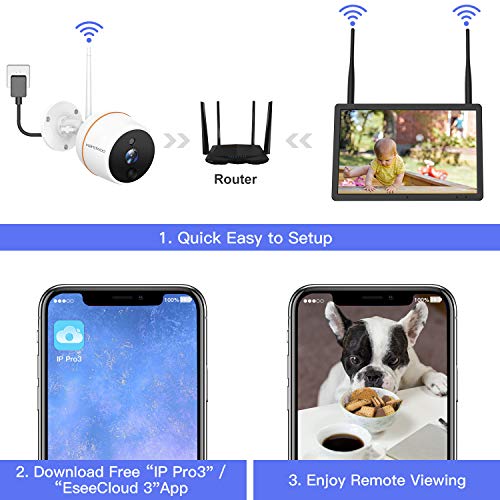 【Two-Way Audio】 Full HD 1080P Security Camera System Wireless with 7'' Touchscreen Monitor,Wandwoo 4 Channel NVR 1pc Indoor Outdoor IP Camera,Pre-Install 32GB SD Card,Night Vision Free App - Thumbnail 5